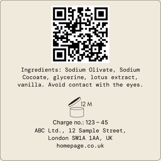 Soap Important Information Label 60 x 60 mm