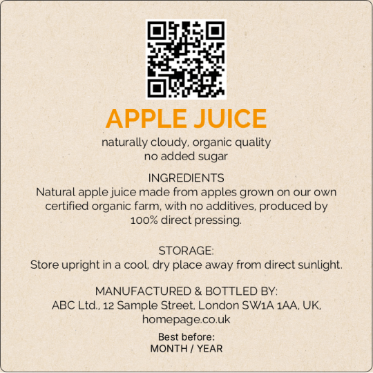 Apple Juice Important Information 80 x 80 mm