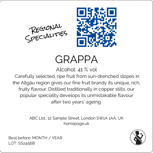Alcohol Label Important Information 80 x 80 mm