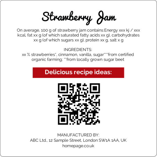 Jam Important Information Label 80 x 80 mm