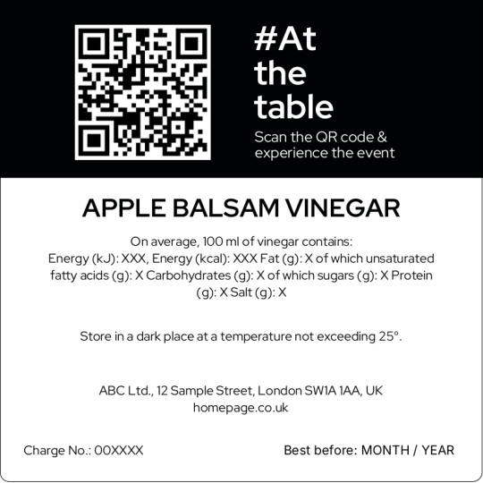 Vinegar Important Information Label 80 x 80 mm