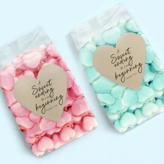 Heart shaped sweet labels