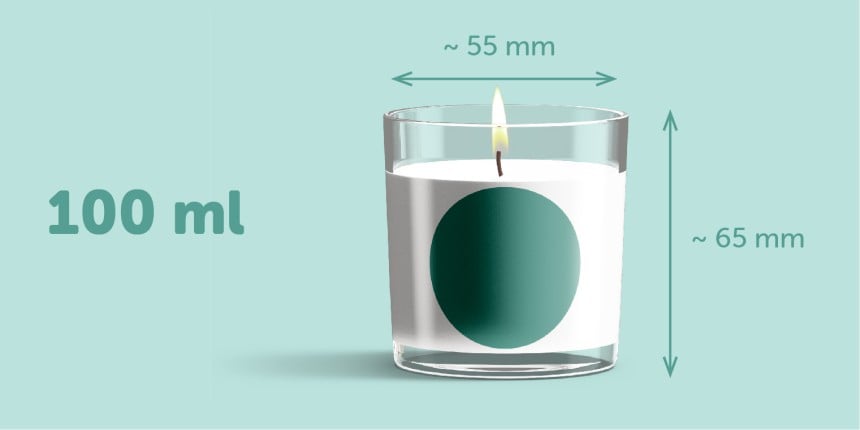 100ml 10cl Candle Jar Glass label size sticker size round