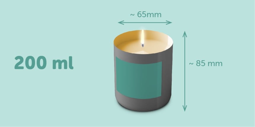 200ml 20cl Candle Jar label size sticker size