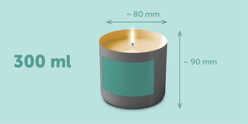 300ml 30cl Candle Jar Glass label size sticker size