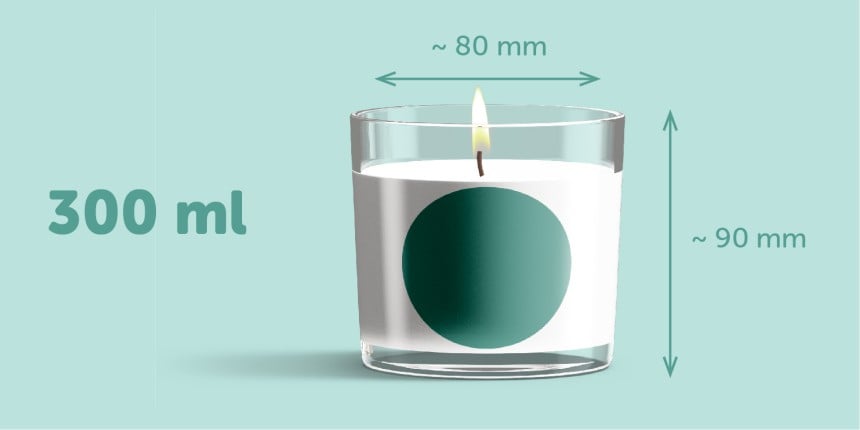 300ml 30cl Candle Jar Glass label size sticker size round