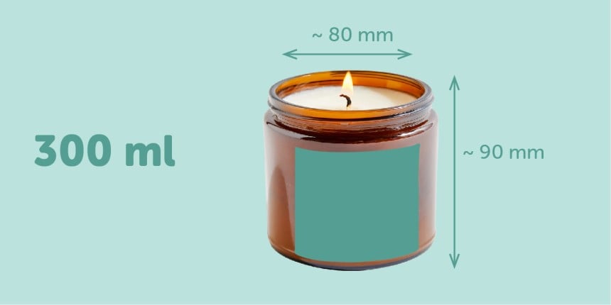 300ml 30cl Candle Jar Glass label size sticker size