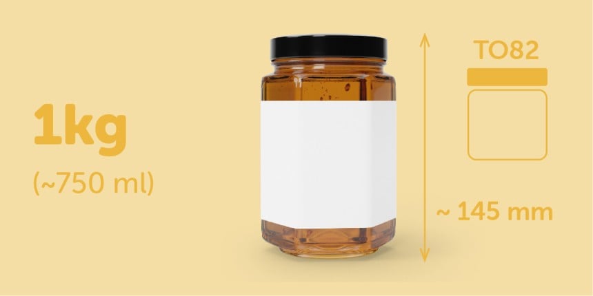 1kg Honey jar wraparound hexagonal size