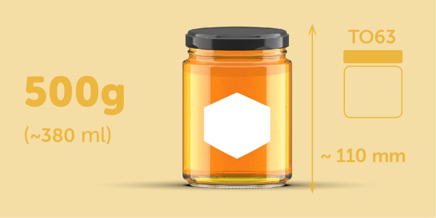 Honey jar hexagon label 500g size