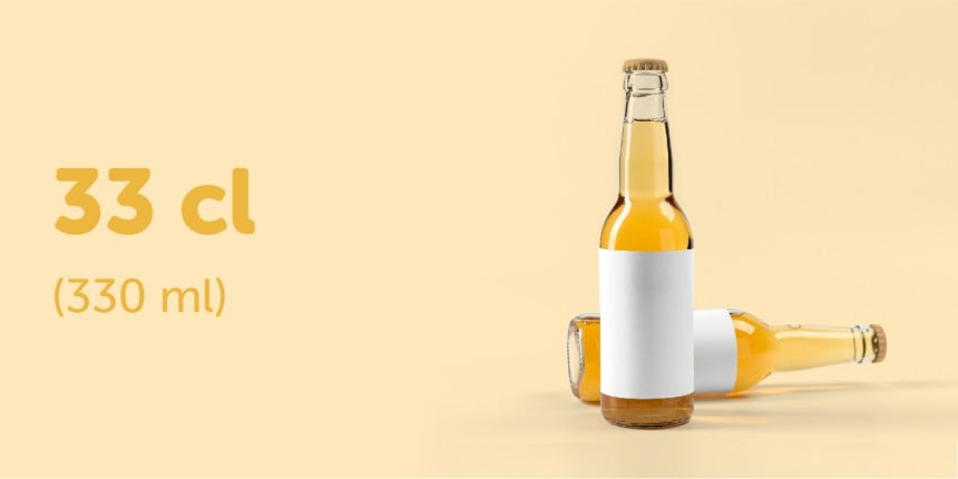 Beer Bottle Label and sticker size guide 33cl rectangle