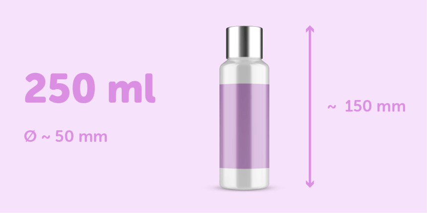 Avery recommended size for cosmetic bottle labels 250ml
