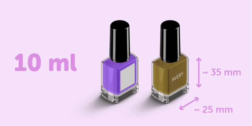 Avery reccommend nail varnish polish label and sticker size guide