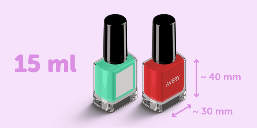 Avery reccommend nail varnish polish label and sticker size guide 15ml