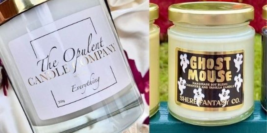 Golden paper candle labels