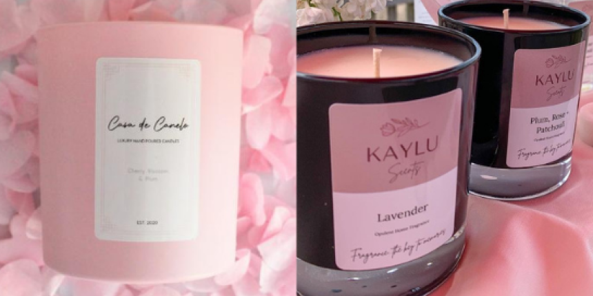 Glossy finish plastic candle labels