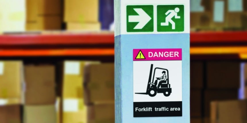danger forklift label signage