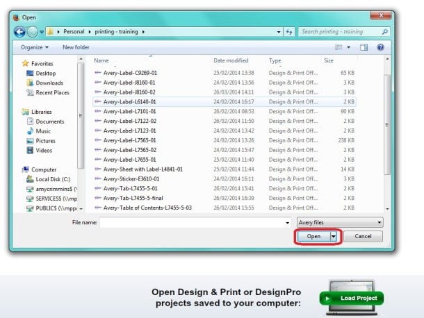 opening a zdl file in Avery Design and Print