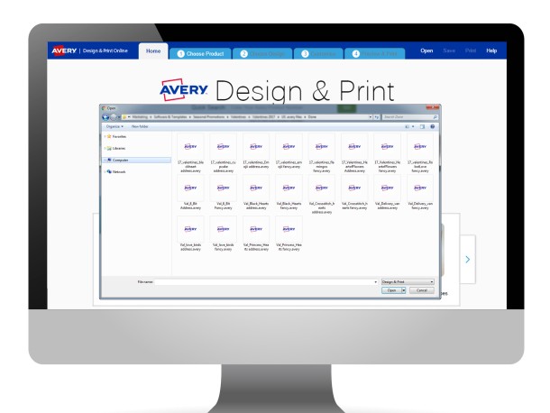 Avery Design & Print – load a saved project from your computer