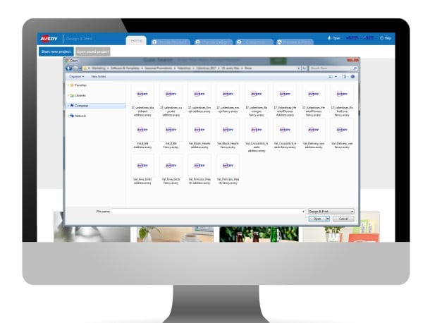 Avery Design & Print – load a saved project from your computer