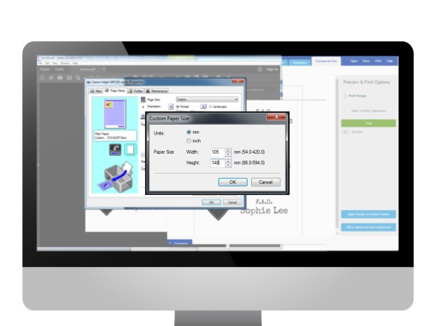 Print Dialogue Custom Size