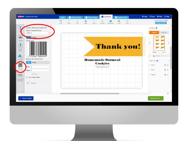 Avery Design & Print Select Barcode