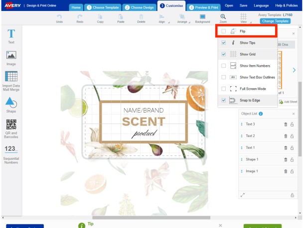 How to Flip your label's orientation in Avery Design & Print
