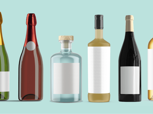 Wine bottles and spirits label size guide 
