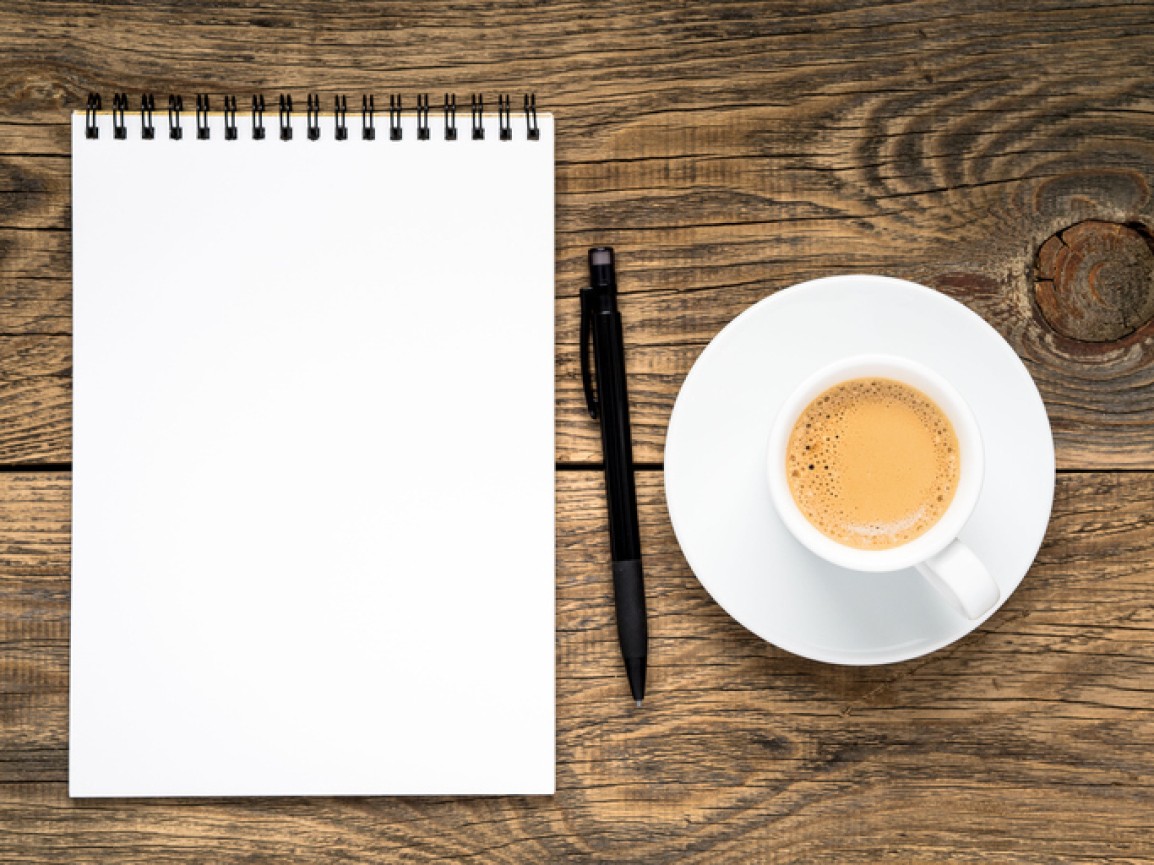 notepad and coffee idea