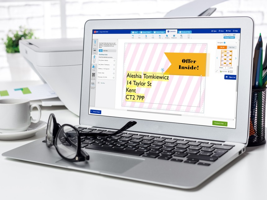 Import data to quickly merge information to your Avery products