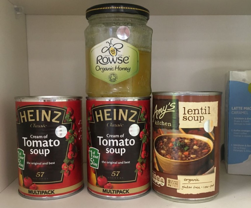 use small pack labels to color code your cupboard
