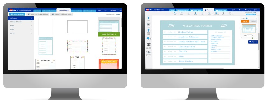 Select template design on Avery Design & Print
