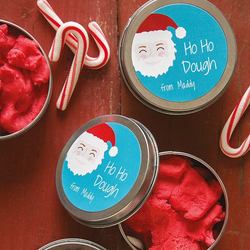 Santa Labels on homemade Playdough