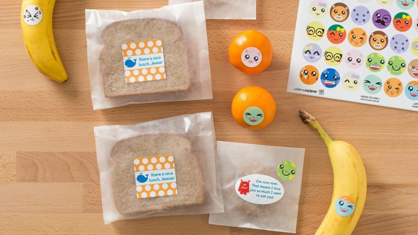 Fun Avery stickers brighten up any packed lunch