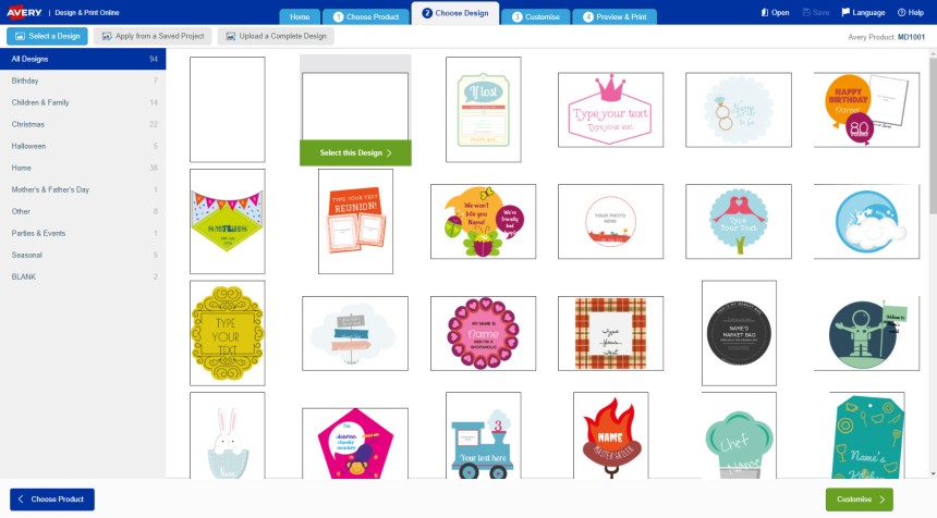 MD1001 Designs in Avery Design & Print