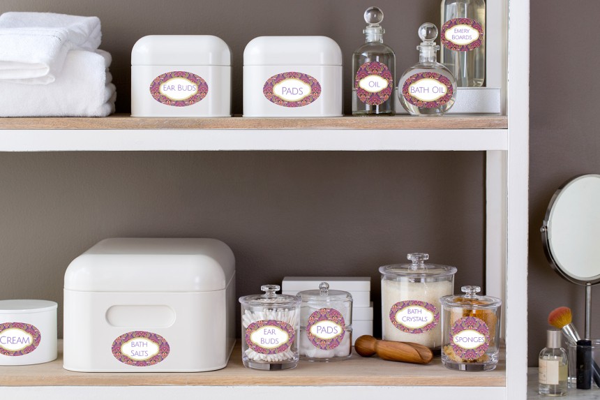 Avery Labels make Bathroom storage beautiful