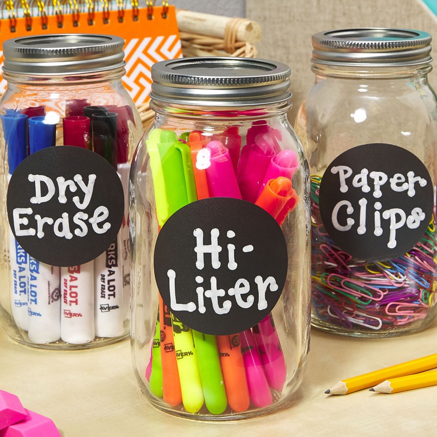 Avery Chalkboard Labels look great on stationery jars