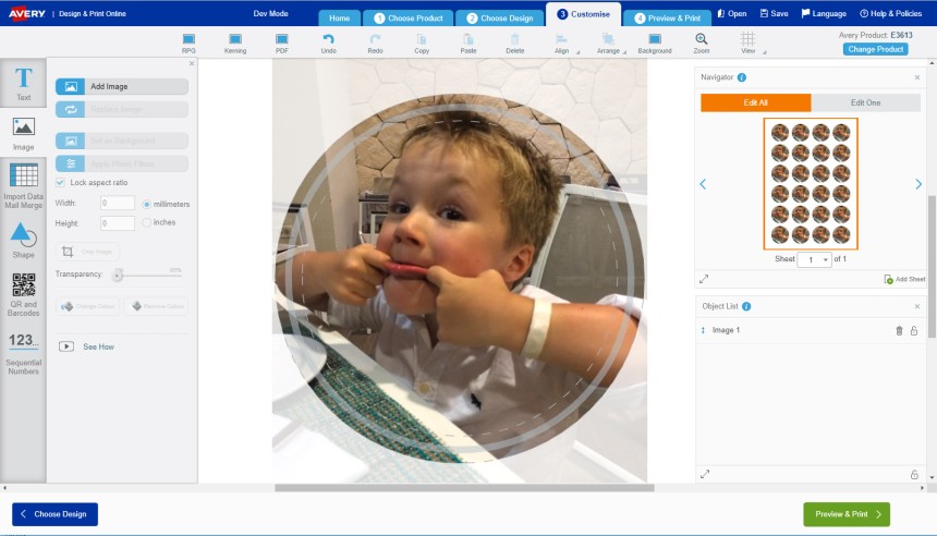 Use Avery Design & Print to make personalised stickers