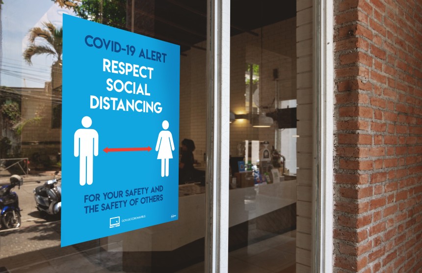 Avery COVID Social Distancing Sign - Coronavirus Practise Social Distancing posters for retail