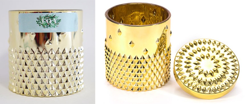London Luxury Rockstud Iconic Gold Candle Jar Label