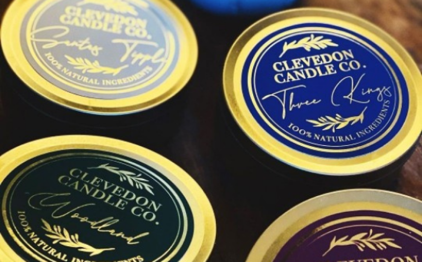 Clevedon candle co gold labels 