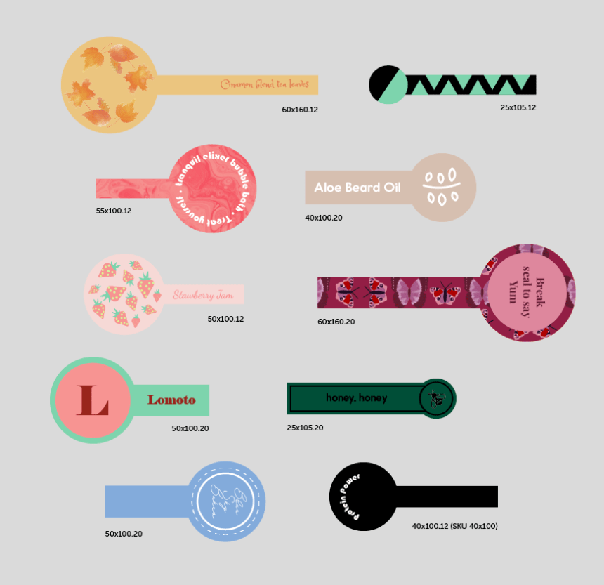 size chart for lidseal labels avery