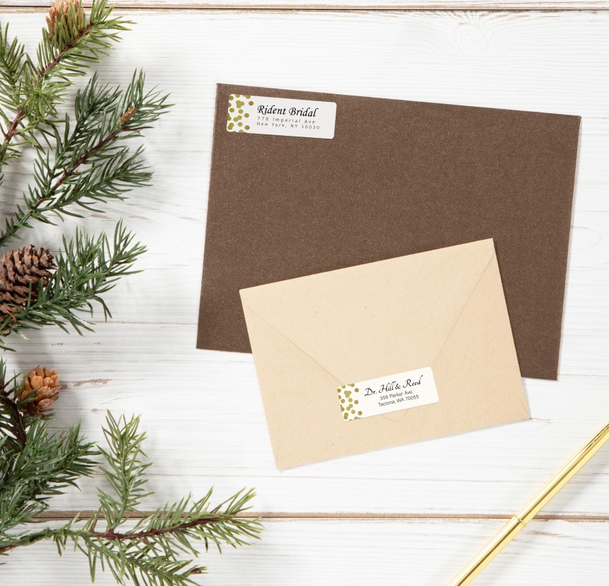 Avery wedding return address labels_gold