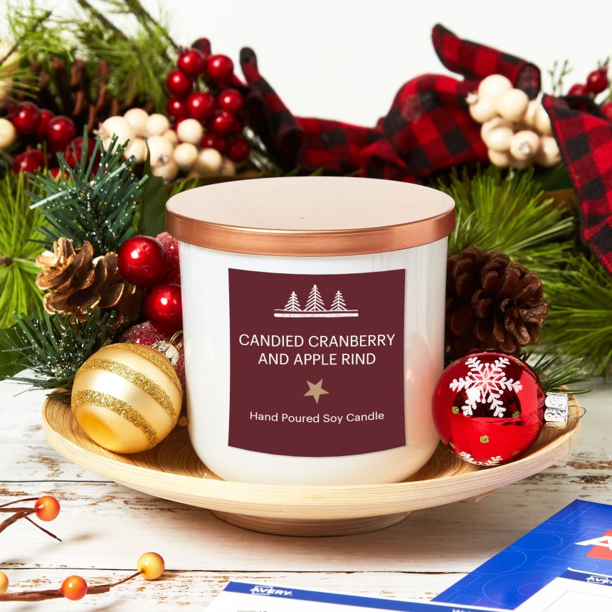 Avery Cranberry Candle Label Design