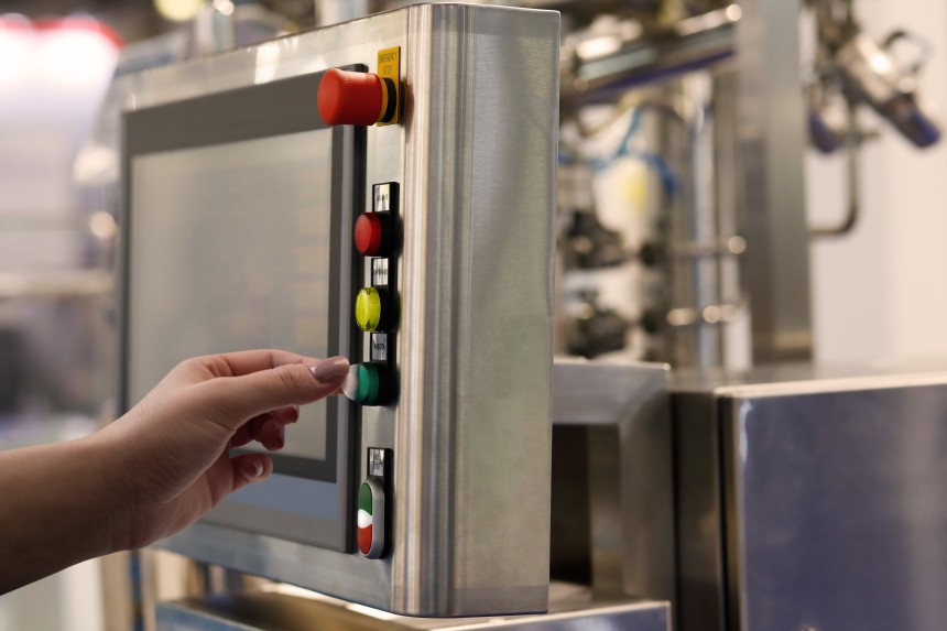 Antimicrobial stickers on production plant controls