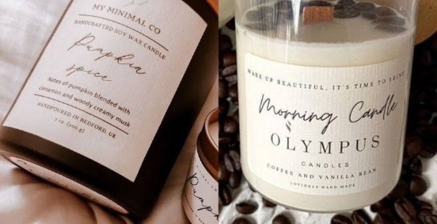 Textured Cream Paper Candle Labels