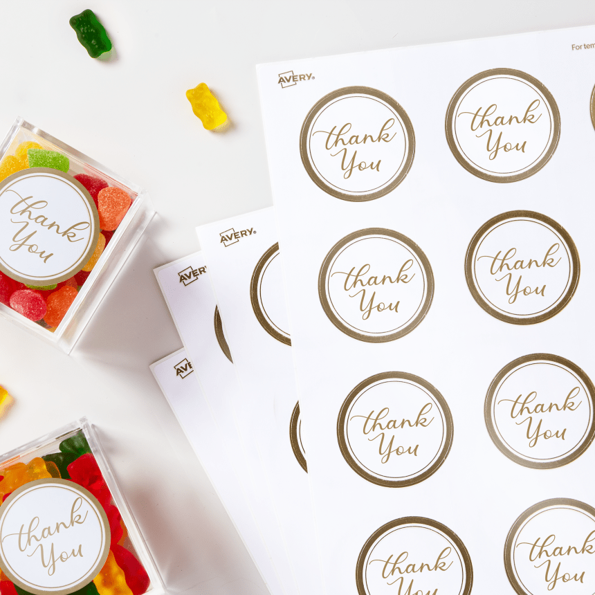 gold thank you sticker