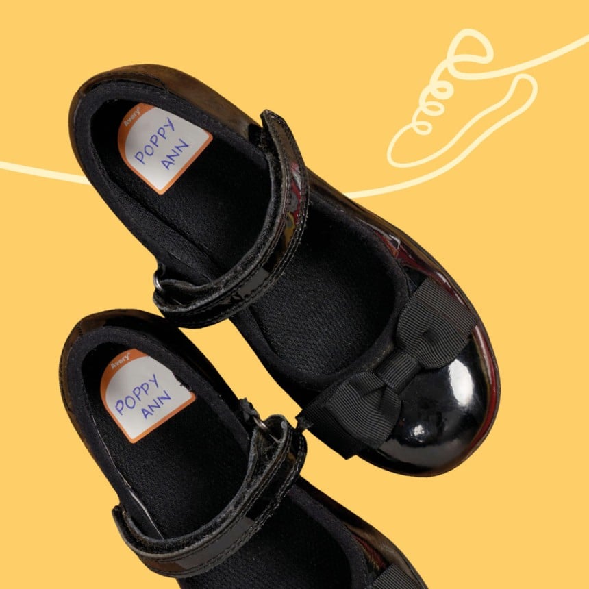 School shoe labels