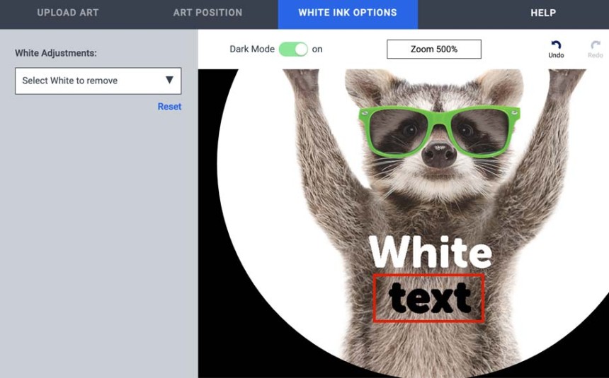 Select white to remove