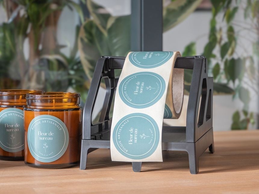 Hand applied roll labels for candle makers