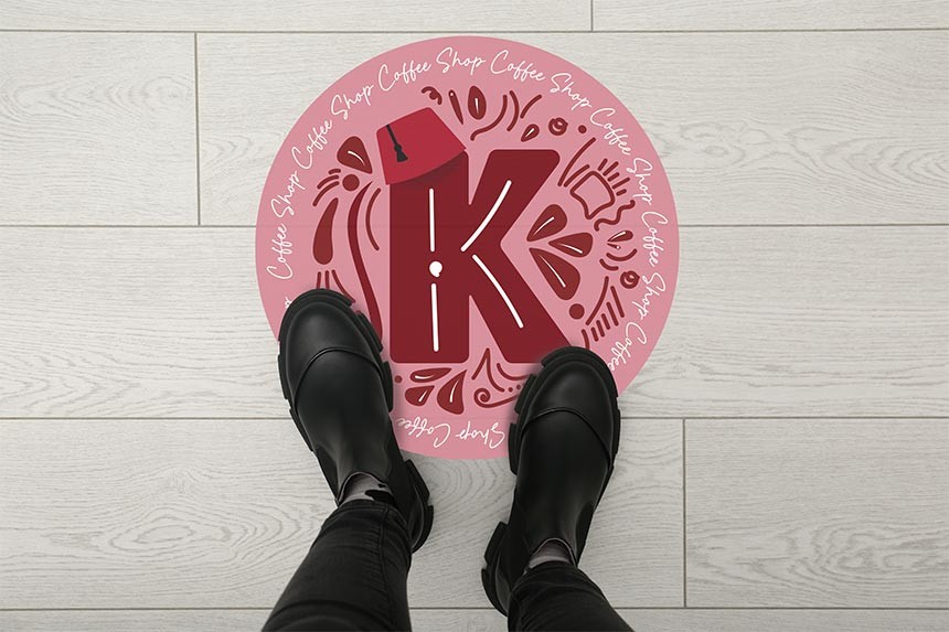 Coffee shop floor stickers